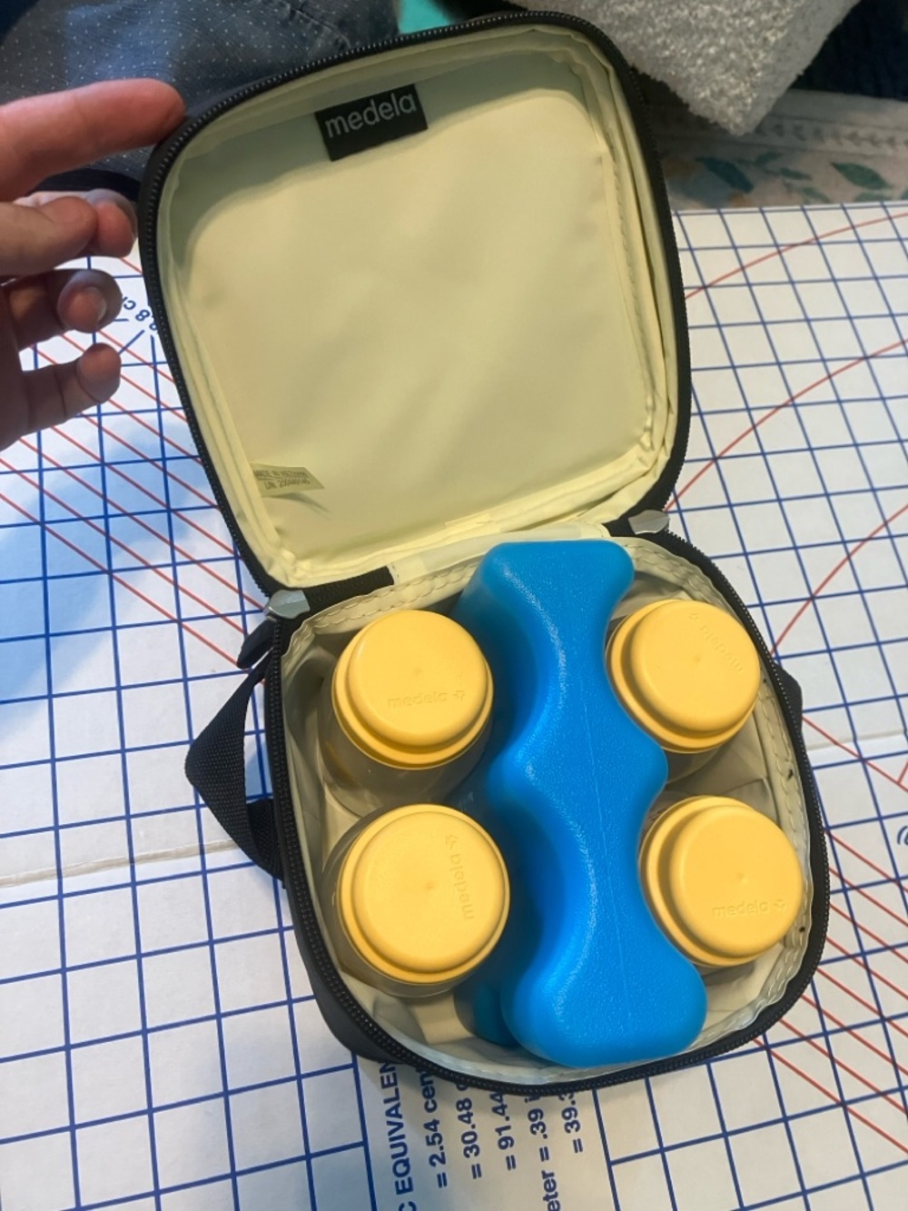 Medela Pump Bottles and a cooler Bag With Ice Pack for Breastmilk
